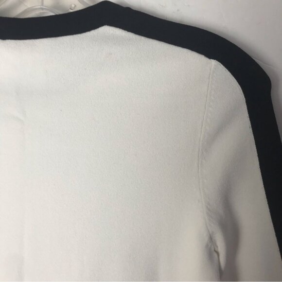 Louis Vuitton NEW Sweater Top Flare Sleeve Cuffs Uniform White Black Knit Crew S - Picture 5 of 16